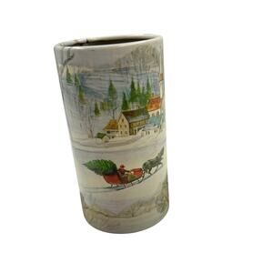 VTG 1970 Cricket Gillette Table Lighter Holder Horse Sled Christmas Snow NO LID